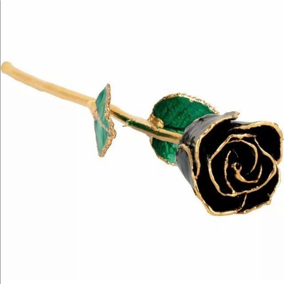 handmade Other - Black Gold Trimmed REAL Lacquered Rose